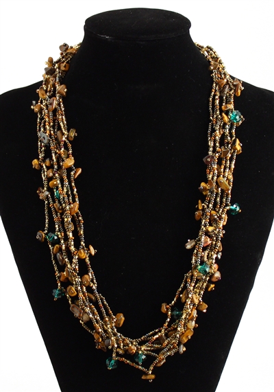 Full of Goodies Necklace, 24" - #259 Earth with Green Crystals, Magnetic Clasp!