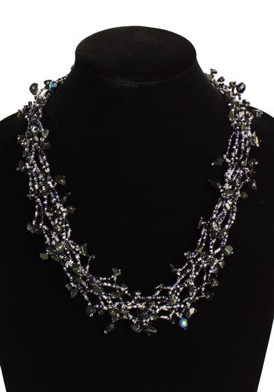 Full of Goodies Necklace, 24" - #266 Onyx and Crystal, Magnetic Clasp!