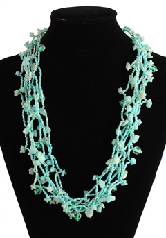Full of Goodies Necklace, 24" - #271 Mint and Crystal, Magnetic Clasp!