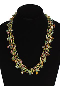 Full of Goodies Necklace, 24" - #283 Green, Red, Gold, Magnetic Clasp!