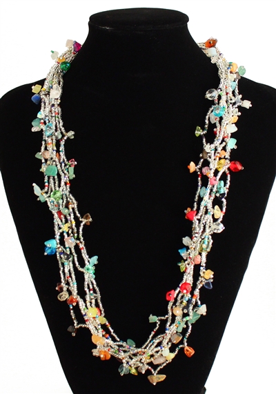 Full of Goodies Necklace, 24" - #291 Crystal and Multi, Magnetic Clasp!