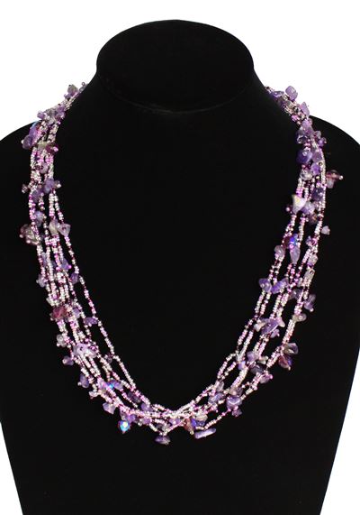 Full of Goodies Necklace, 24" - #294 Pink and Purple, Magnetic Clasp!