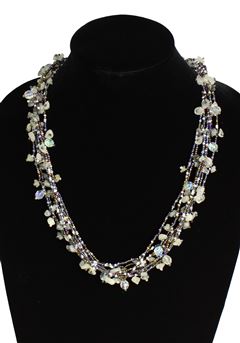 Full of Goodies Necklace, 24" - #295 Gray and Crystal, Magnetic Clasp!