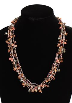 Full of Goodies Necklace, 24" - #345 Hematite, Pink, Crystal, Magnetic Clasp!