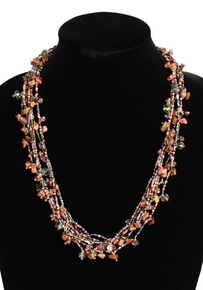 Full of Goodies Necklace, 24" - #345 Hematite, Pink, Crystal, Magnetic Clasp!