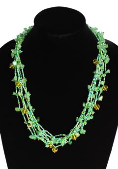 Full of Goodies Necklace, 24" - #495 Green, Crystal, Amber, Magnetic Clasp!