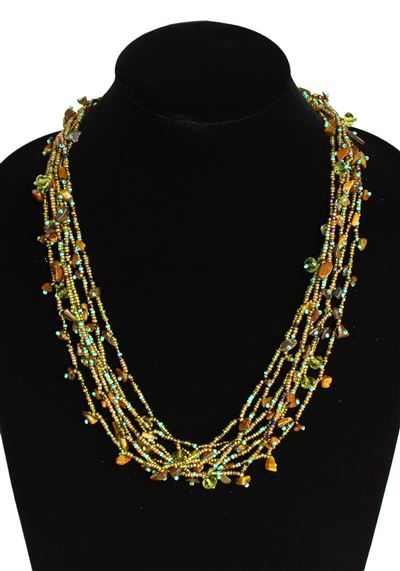 Full of Goodies Necklace, 24" - #497 Copper and Turquoise, Magnetic Clasp!