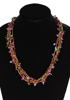 Full of Goodies Necklace, 24" - #499 Purple, Green, Copper, Magnetic Clasp!