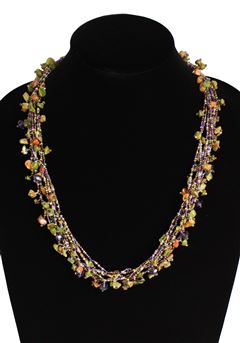 Full of Goodies Necklace, 24" - #500 Purple and Unakite, Magnetic Clasp!