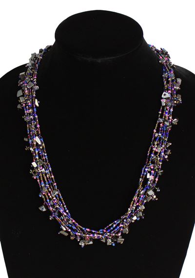 Full of Goodies Necklace, 24" - #502 Purple and Hematite, Magnetic Clasp!