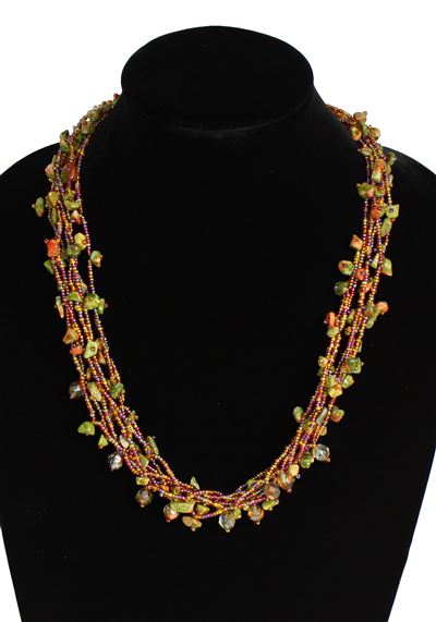 Full of Goodies Necklace, 24" - #504 Unakite Ginger, Magnetic Clasp!