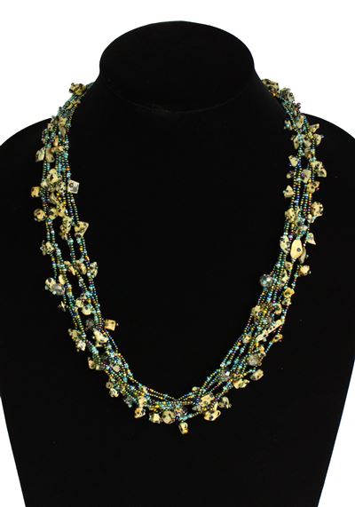 Full of Goodies Necklace, 24" - #505 Green Iris and Dalmation, Magnetic Clasp!