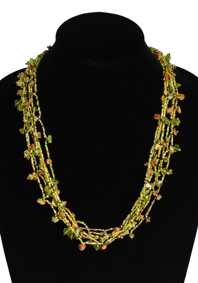 Full of Goodies Necklace, 24" - #508 Unakite and Lime, Magnetic Clasp!