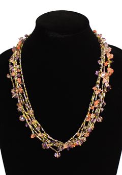 Full of Goodies Necklace, 24" - #619 Lime and Purple Rose, Magnetic Clasp!
