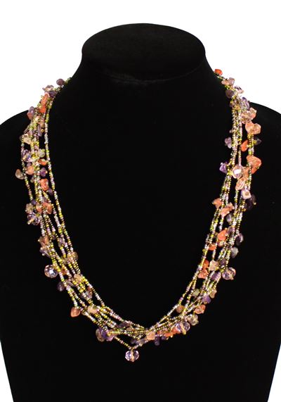 Full of Goodies Necklace, 24" - #619 Lime and Purple Rose, Magnetic Clasp!