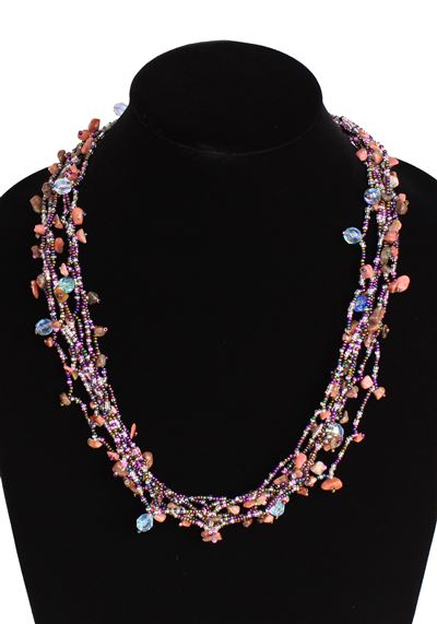 Full of Goodies Necklace, 24" - #622 Pink, Purple, Lavender, Magnetic Clasp!