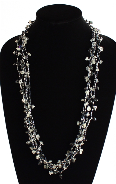 Full of Goodies Necklace, 30" - #102 Black and Crystal, Magnetic Clasp!