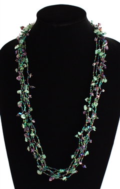 Full of Goodies Necklace, 30" - #105 Purple and Green, Magnetic Clasp!