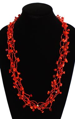 Full of Goodies Necklace, 30" - #110 Red Coral, Magnetic Clasp!