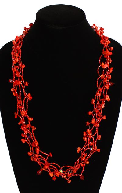 Full of Goodies Necklace, 30" - #110 Red Coral, Magnetic Clasp!