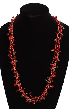 Full of Goodies Necklace, 30" - #111 Red Garnet, Magnetic Clasp!