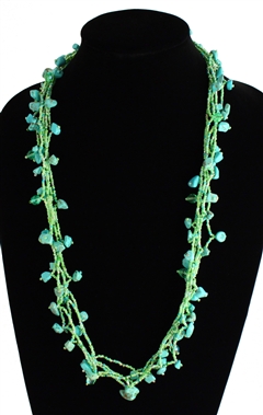 Full of Goodies Necklace, 30" - #134 Turquoise and Lime, Magnetic Clasp!