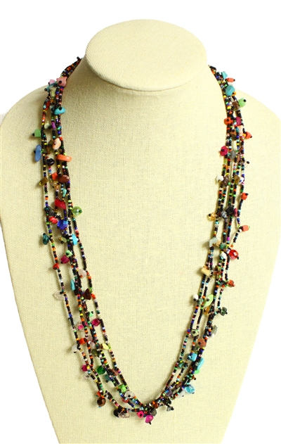 Full of Goodies Necklace, 30" - #151 Black and Multi, Magnetic Clasp!
