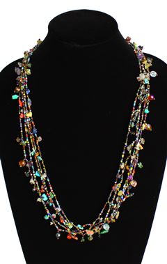 Full of Goodies Necklace, 30" - #152 Bronze and Multi, Magnetic Clasp!