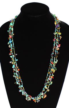 Full of Goodies Necklace, 30" - #153 Turquoise, Bronze, Multi, Magnetic Clasp!