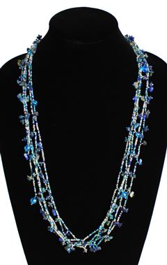 Full of Goodies Necklace, 30" - #170 Blue and Crystal, Magnetic Clasp!