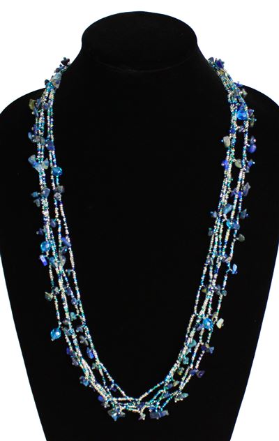 Full of Goodies Necklace, 30" - #170 Blue and Crystal, Magnetic Clasp!