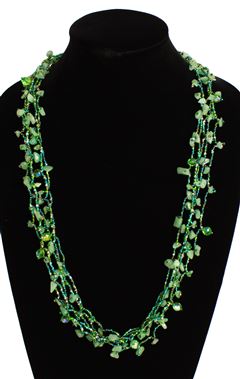 Full of Goodies Necklace, 30" - #171 Green and Crystal, Magnetic Clasp!