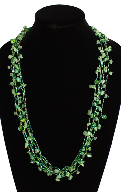 Full of Goodies Necklace, 30" - #171 Green and Crystal, Magnetic Clasp!