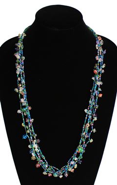 Full of Goodies Necklace, 30" - #176 Blue Multi, Magnetic Clasp!