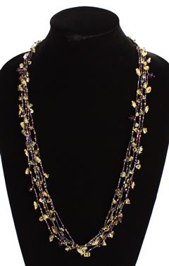 Full of Goodies Necklace, 30" - #239 Purple and Citrine, Magnetic Clasp!