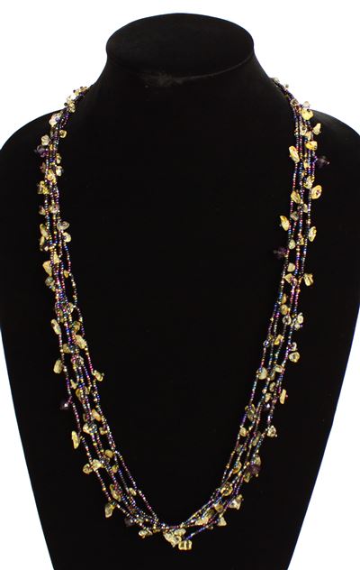 Full of Goodies Necklace, 30" - #239 Purple and Citrine, Magnetic Clasp!
