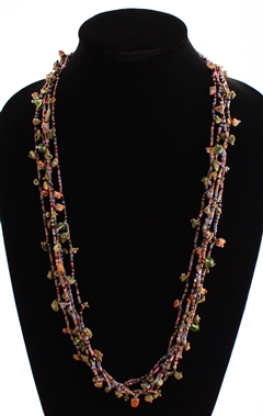 Full of Goodies Necklace, 30" - #242 Pink, Purple, Green, Magnetic Clasp!