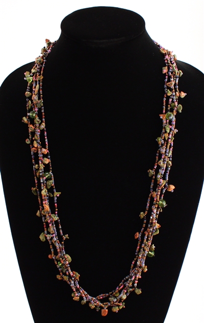 Full of Goodies Necklace, 30" - #242 Pink, Purple, Green, Magnetic Clasp!