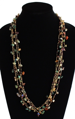 Full of Goodies Necklace, 30" - #251 Gold, Green, Purple, Magnetic Clasp!