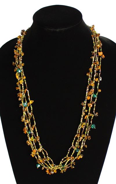 Full of Goodies Necklace, 30" - #259 Earth w/Green Crystals, Magnetic Clasp!