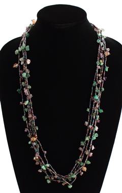 Full of Goodies Necklace, 30" - #274 Purple, Green, Lavender, Magnetic Clasp!