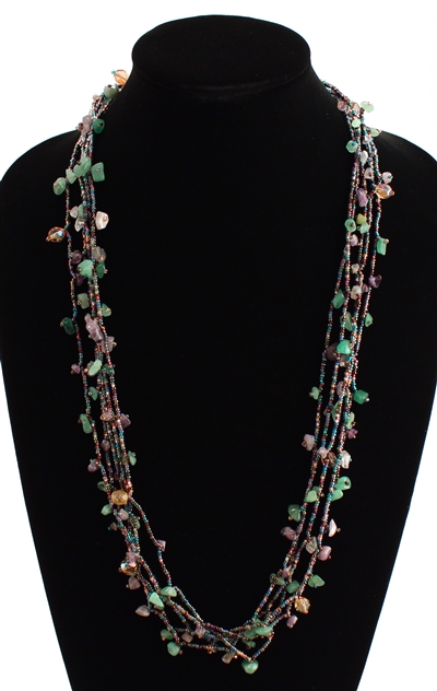 Full of Goodies Necklace, 30" - #274 Purple, Green, Lavender, Magnetic Clasp!