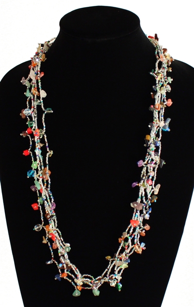 Full of Goodies Necklace, 30" - #291 Crystal and Multi, Magnetic Clasp!