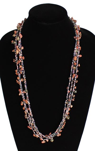 Full of Goodies Necklace, 30" - #345 Hematite, Pink, Crystal, Magnetic Clasp!