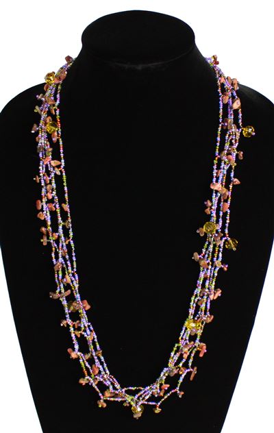 Full of Goodies Necklace, 30" - #435 Pink, Green, Copper, Magnetic Clasp!