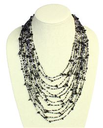 Cascade Necklace - #102 Black and Crystal, Magnetic Clasp!