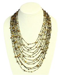 Cascade Necklace - #104 Black and Gold, Magnetic Clasp!