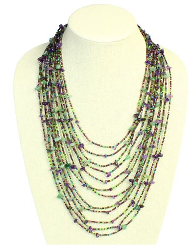 Cascade Necklace - #105 Purple and Green, Magnetic Clasp!