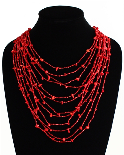 Cascade Necklace - #110 Red Coral, Magnetic Clasp!