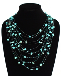 Cascade Necklace - #133 Turquoise and Black, Magnetic Clasp!